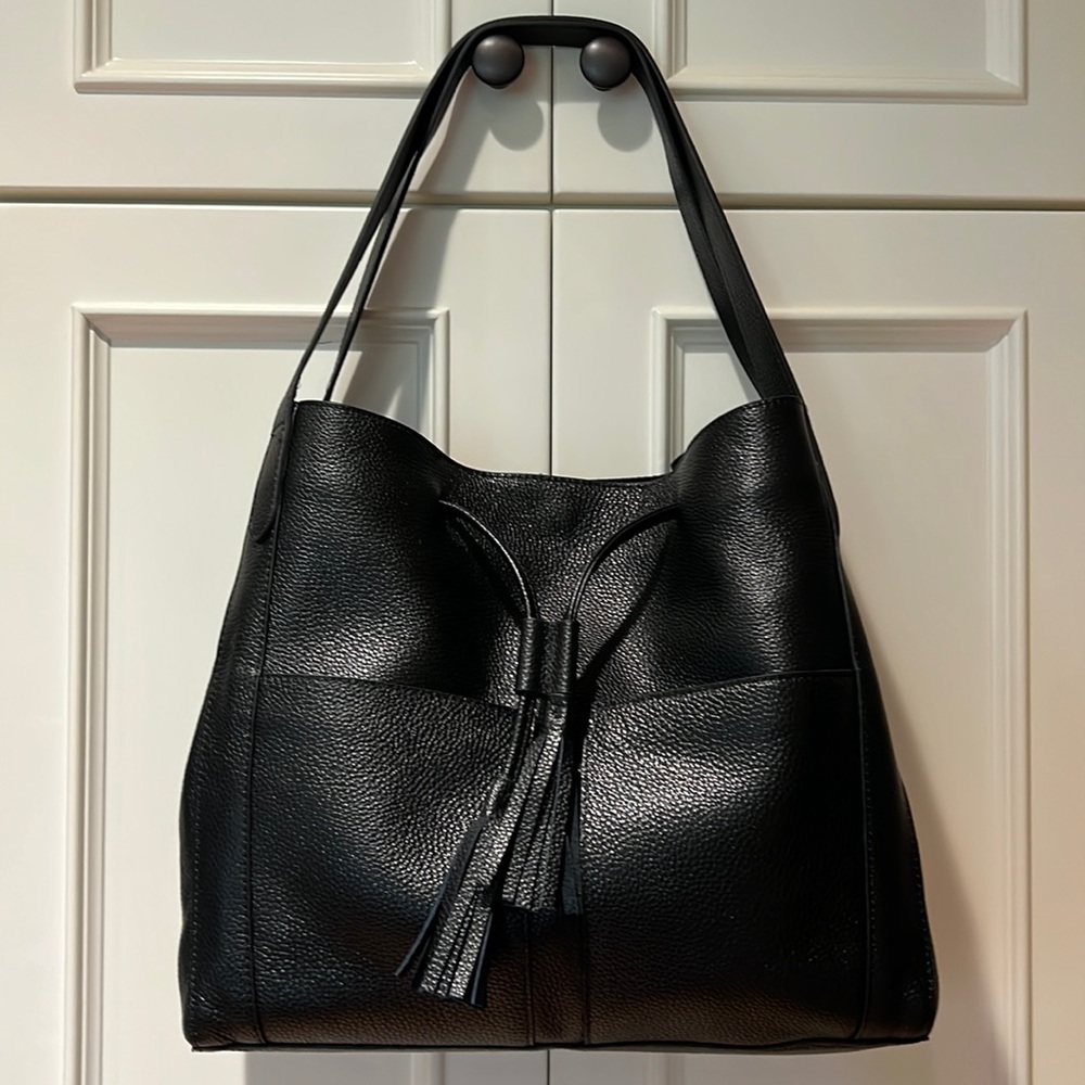 NWOT black hobo pebbled leather tote.